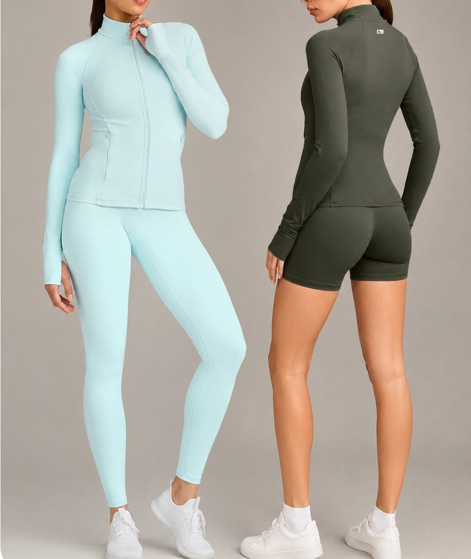 Yoga Fitness Jacket - C-B Kadın Dik Yakalı, Fermuarlı Yoga