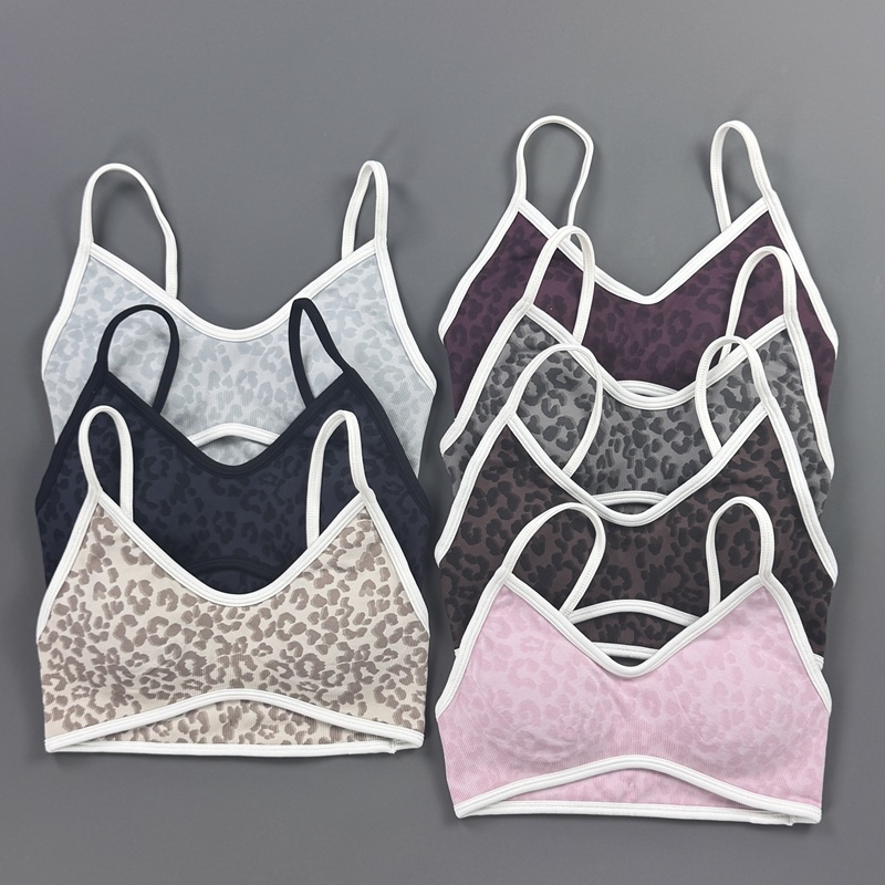 Stretch Strap Yoga - Spor sutyeni kadın leopar baskı ince