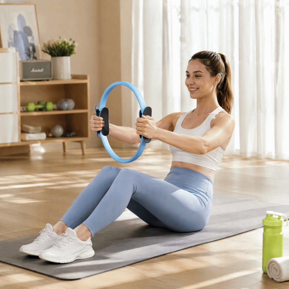 Pilates Ring Circle - Şekillendirici Fiberglas Pilates Halkası Kaymaz Tutuşlu