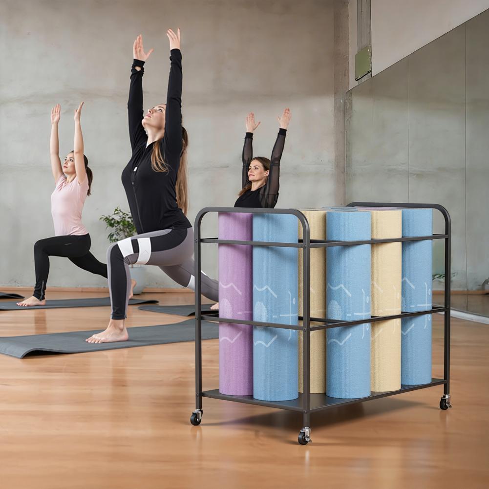 Yoga Fitness Room - Tekerlekli Yoga Matı Saklama Rafı, Ev