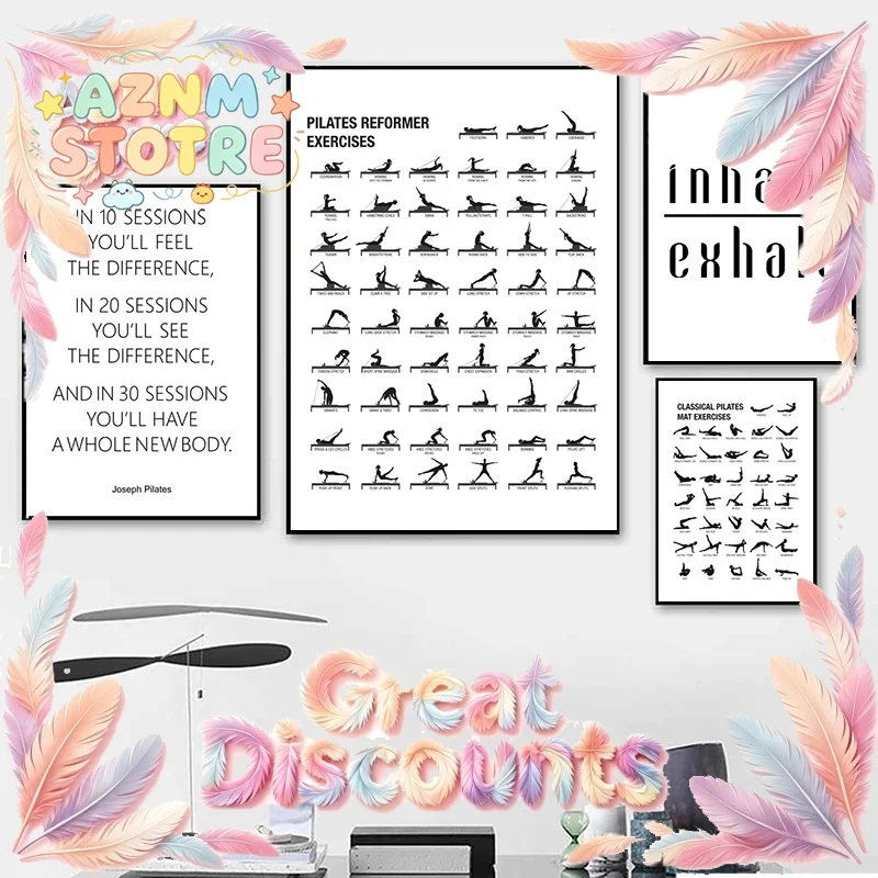 Yoga Fitness Room - Pilates Egzersiz Tablosu Posteri Kanvas Baskıları