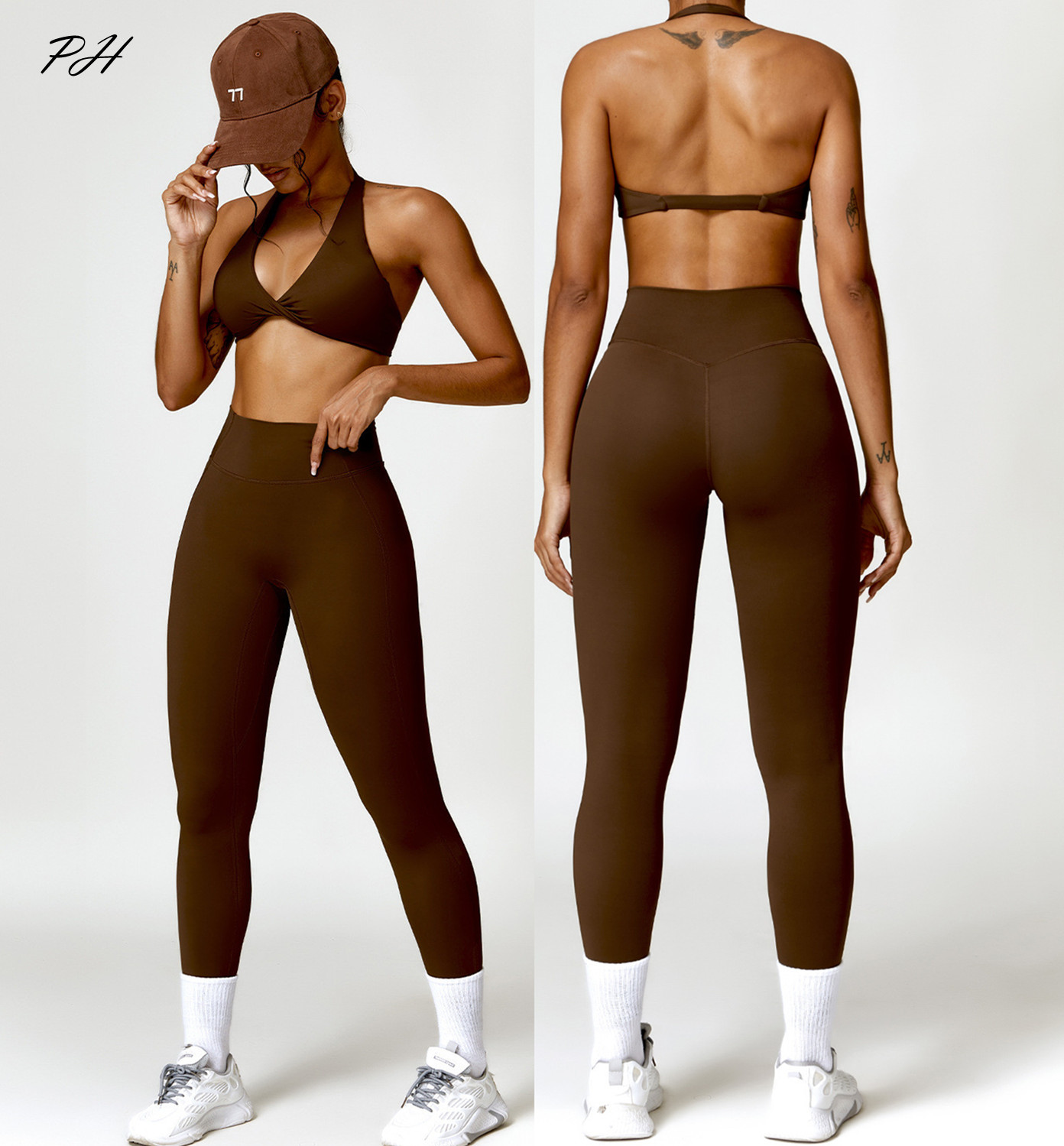 Yoga Fitness Kleidung - 2 adet Yoga seti çıplak duygu