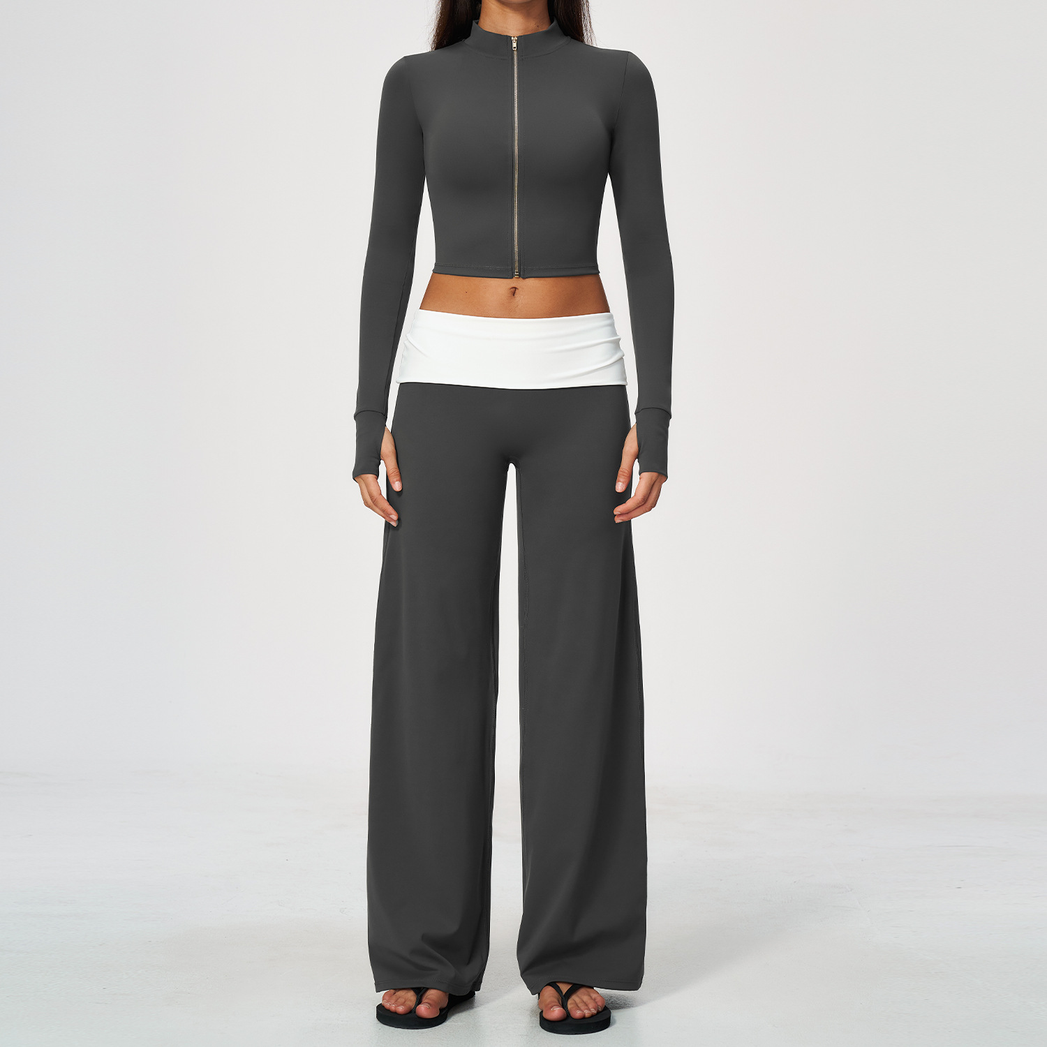 Fermuarlı Ceket Geniş Paça Pan - Yoga Fitness Jacket incelemesi ve fiyatı