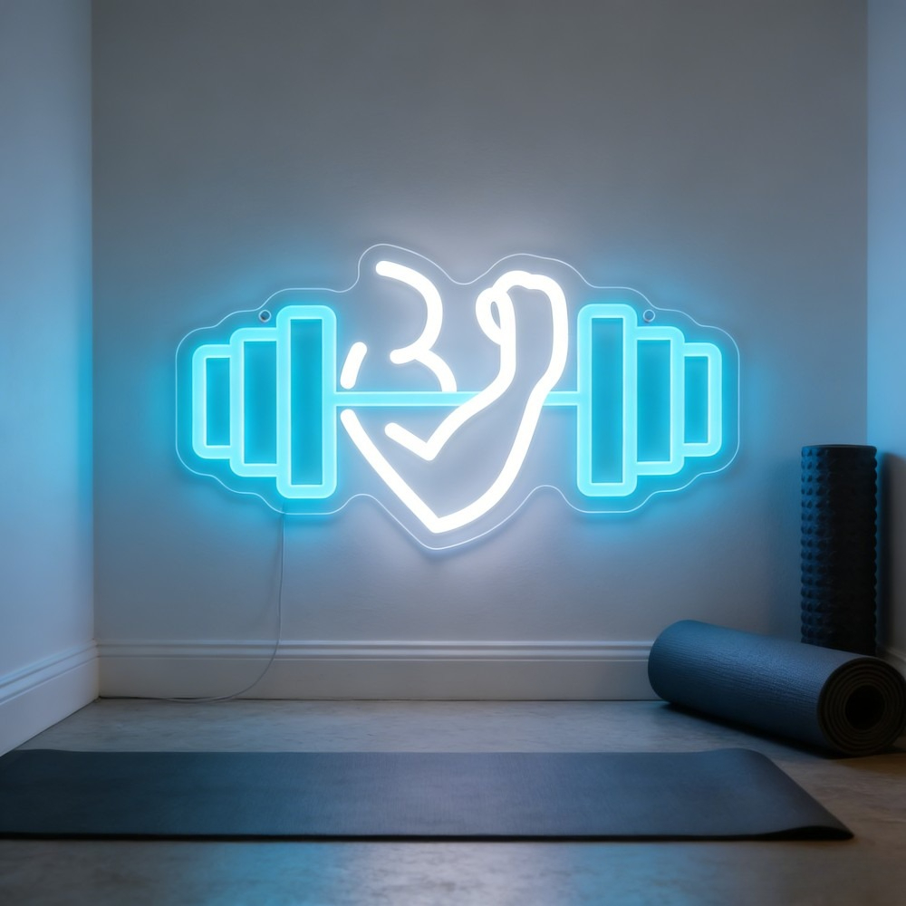 Biceps Dambıl Neon Tabela LED  - Yoga Fitness Room incelemesi ve fiyatı