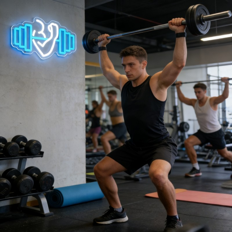 Biceps Dambıl Neon Tabela LED  - Yoga Fitness Room incelemesi ve fiyatı